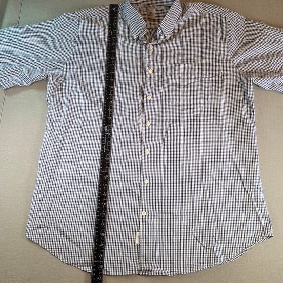 Peter Millar XL Button Up Shirt Cotton Blue White Check Short Sleeve - Picture 5 of 8